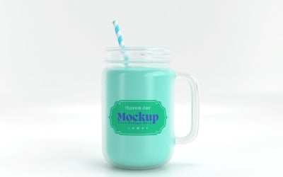 Mason Drinking Glass Jar Mockup for Customizable Branding 44