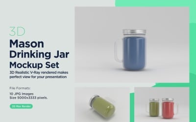 10 Mason Drinking Glass Jar Mockup Set for Customizable Branding Presentations 04
