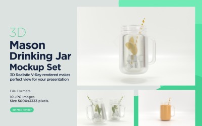 10 Mason Drinking Glass Jar Mockup Set for Customizable Branding Presentations 07