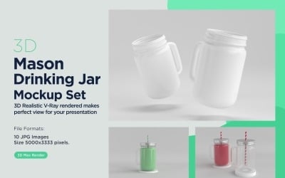 10 Mason Drinking Glass Jar Mockup Set for Customizable Branding Presentations 09