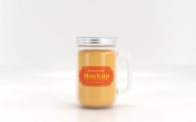 Mason Drinking Glass Jar Mockup for Customizable Branding 43