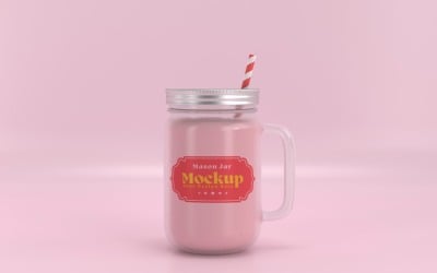Mason Drinking Glass Jar Mockup for Customizable Branding 47