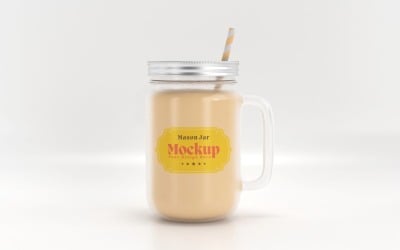 Mason Drinking Glass Jar Mockup for Customizable Branding 49
