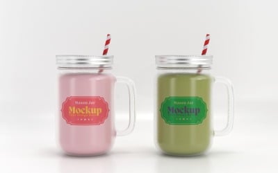 Mason Drinking Glass Jar Mockup for Customizable Branding 51