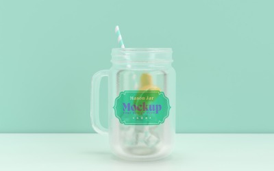Mason Drinking Glass Jar Mockup for Customizable Branding 55