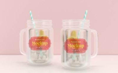 Mason Drinking Glass Jar Mockup for Customizable Branding 57
