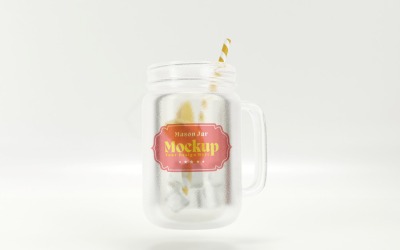 Mason Drinking Glass Jar Mockup for Customizable Branding 61