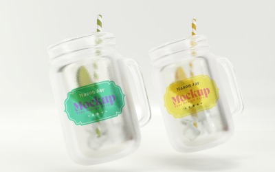 Mason Drinking Glass Jar Mockup for Customizable Branding 62