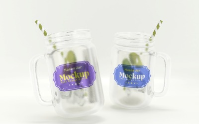 Mason Drinking Glass Jar Mockup for Customizable Branding 63
