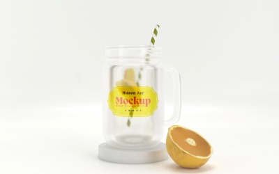 Mason Drinking Glass Jar Mockup for Customizable Branding 69
