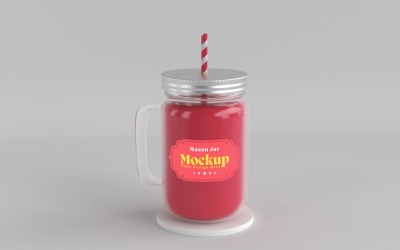 Mason Drinking Glass Jar Mockup for Customizable Branding 83