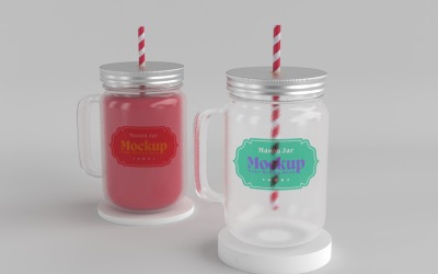 Mason Drinking Glass Jar Mockup for Customizable Branding 84
