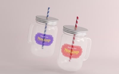 Mason Drinking Glass Jar Mockup for Customizable Branding 90