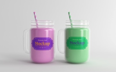 Mason Drinking Glass Jar Mockup for Customizable Branding 92