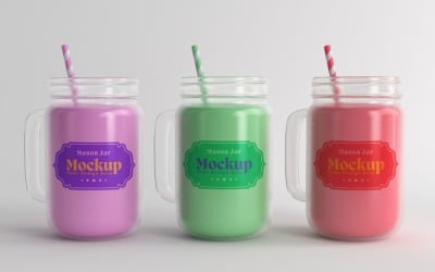 Mason Drinking Glass Jar Mockup for Customizable Branding 93