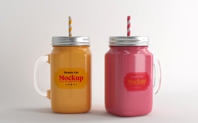 Mason Drinking Glass Jar Mockup for Customizable Branding 96