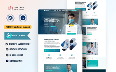 HealthPro – Modelo de Landing Page Elementor para Medicina e Saúde