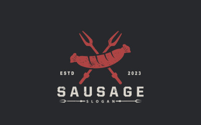 Logotipo de salchicha Vector Tenedor de carne V 12