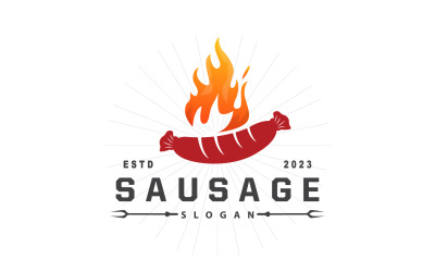 Sausage Logo Vector Meat Fork V 11
