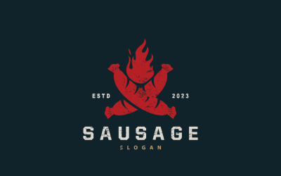 Sausage Logo Vector Meat Fork V 7
