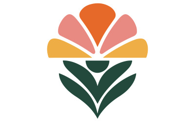 A flat graphic design illustration of a flower logo