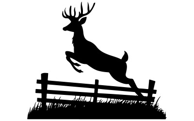 Deer Jumping Silhouette with white background