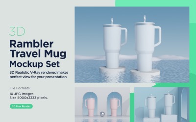 Rambler Travel Mug Drinking Cup Mockup 01
