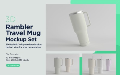 Rambler Travel Mug Drinking Cup Mockup 02