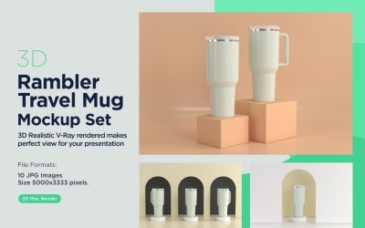 Rambler Travel Mug Drinking Cup Mockup 03