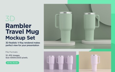 Rambler Travel Mug Drinking Cup Mockup 04
