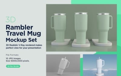 Rambler Travel Mug Drinking Cup Mockup 05