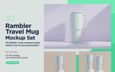Rambler Travel Mug Drinking Cup Mockup 06