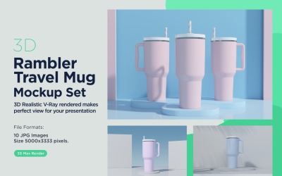 Rambler Travel Mug Drinking Cup Mockup 07