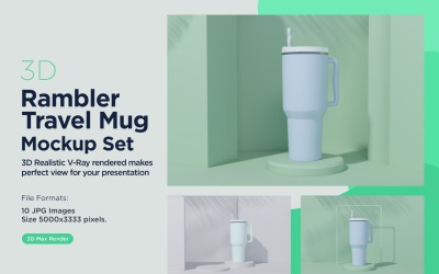 Rambler Travel Mug Drinking Cup Mockup 08