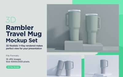 Rambler Travel Mug Drinking Cup Mockup 09