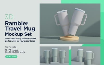 Rambler Travel Mug Drinking Cup Mockup 10