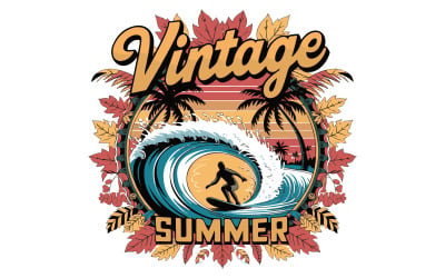 Eine Vektorillustration eines T-Shirt-Designs im Vintage-Stil mit dem Text „Vintage“