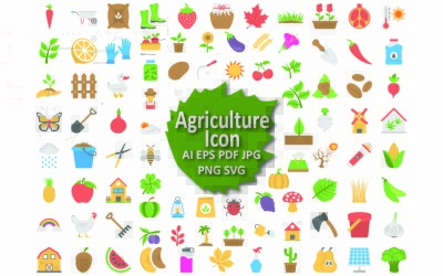 Essential Agriculture Icon Set for Farming and Sustainability Projects