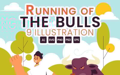 9 Running of the Bulls Illustration