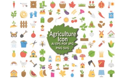 Set di icone essenziali per l&amp;#39;agricoltura per progetti di agricoltura e sostenibilità