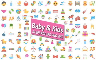 Set di icone giocose per bambini e neonati per progetti a tema bambino