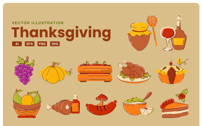 Thanksgiving mat Illustration Set