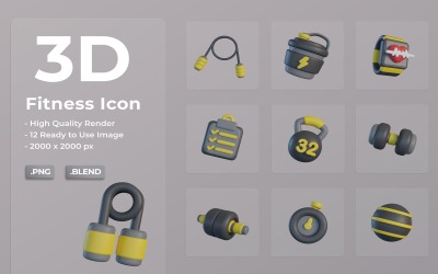 Дизайн комплекта иконок для фитнеса 3D