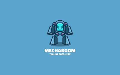 Logotipo de dibujos animados de la mascota Mechaboom