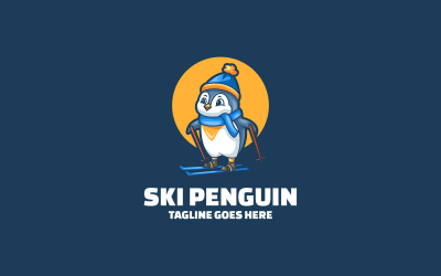 Ski-Pinguin-Maskottchen-Cartoon-Logo