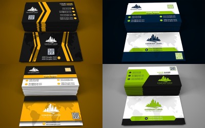 Bundle of 4 Business Card Template with Customizable Design - Bundle 11