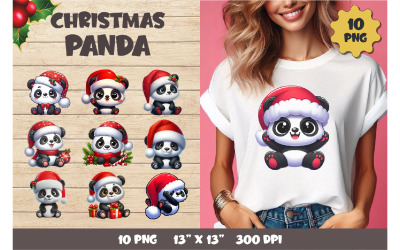 Christmas Panda. T-Shirt, PNG.