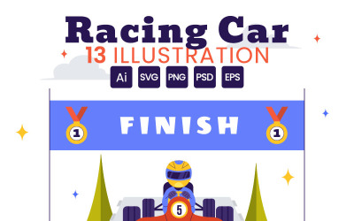 13 Formel Racing Sport Car Vektor Illustration