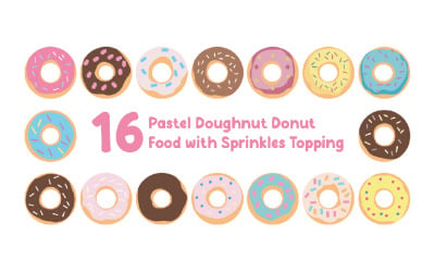 16 Pastel Doughnut Donut Food with Sprinkles