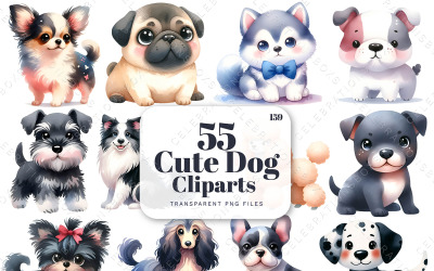 Clipart de chiens mignons, races de chiens PNG, clipart de chiot, clipart d&amp;#39;animal de compagnie, clipart aquarelle